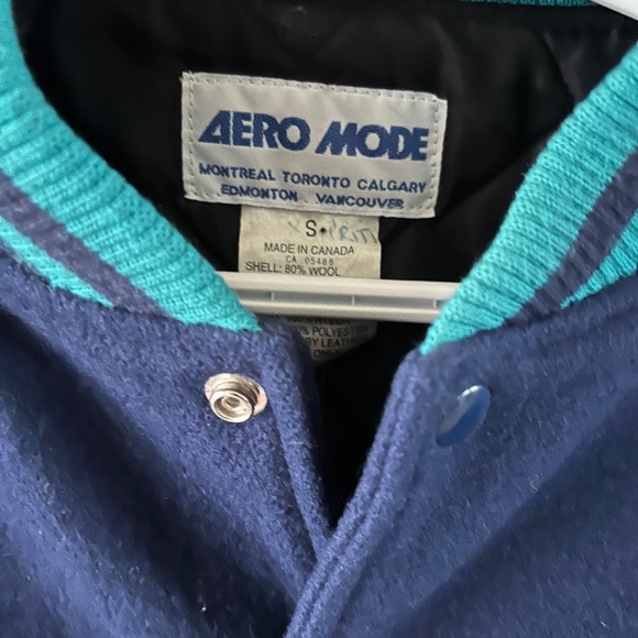 Men's Areo Mode Wool & Leather Varsity Snap Button Jacket - Picture 3 of 3